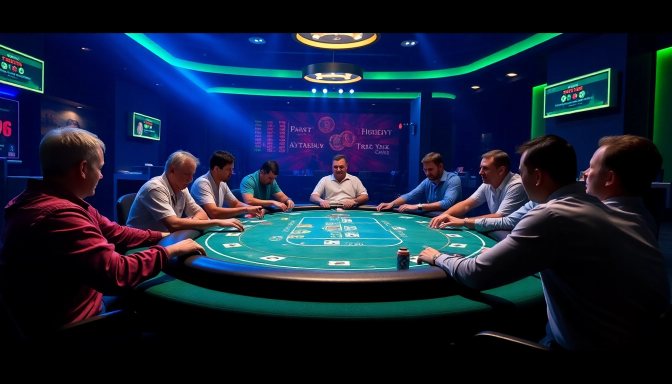 Pokerbros Diamond Union online poker club with players strategizing at a digital table, highlighting community engagement and skill.