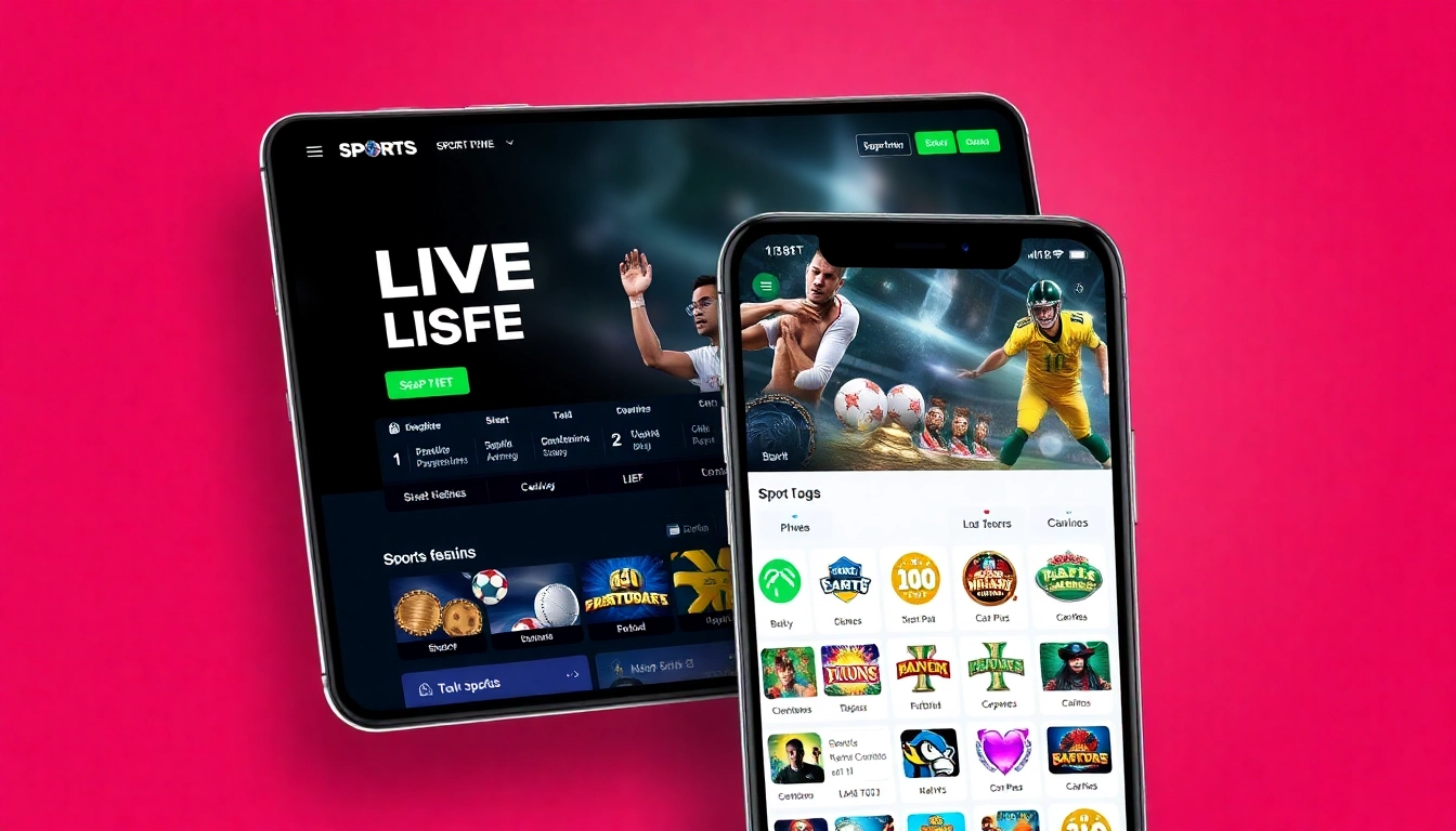 Engaging graphic of fairplay online platform with live sports betting and casino options on mobile devices, highlighting security and action.