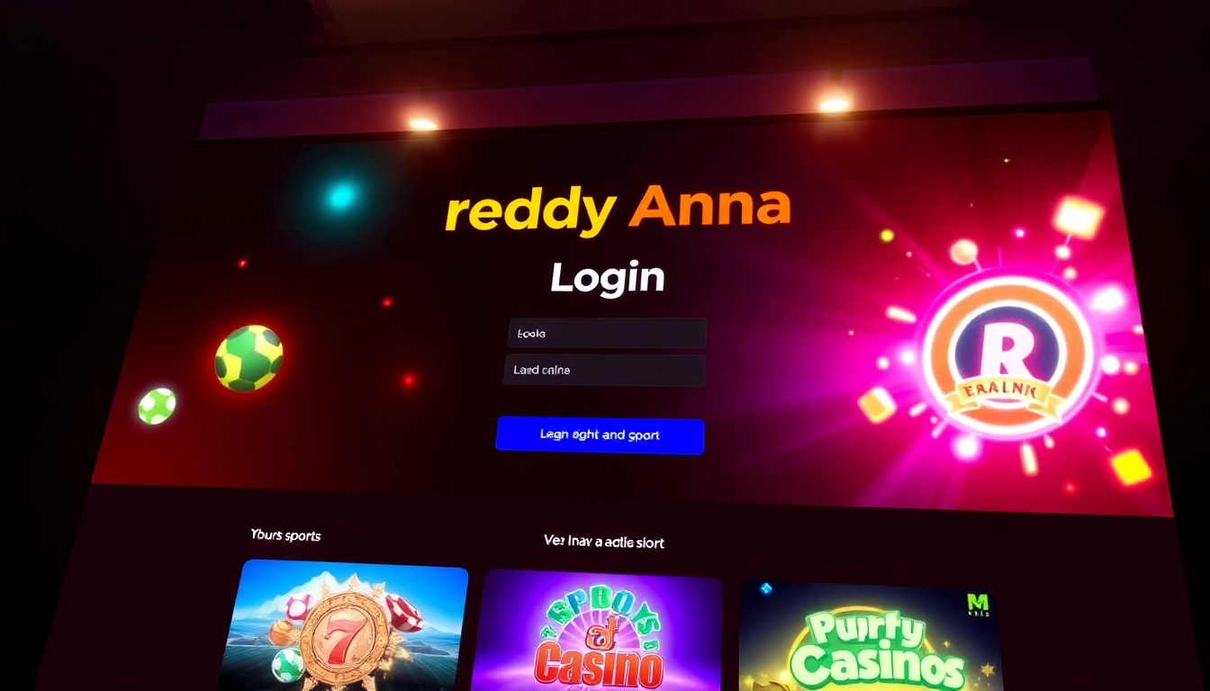 Reddy Anna Login interface showing secure login form with sports and casino graphics for easy access to betting platform.