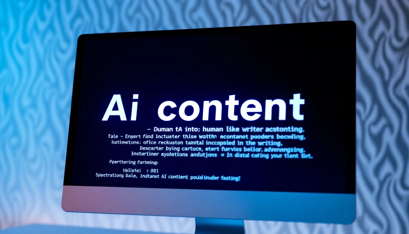Professional graphic showing AI content humanization transforming AI texts into natural human